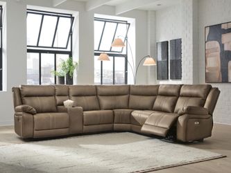 Max-Momentum Biscotti 6-Piece Power Reclining Sectional w/ Audio Console
