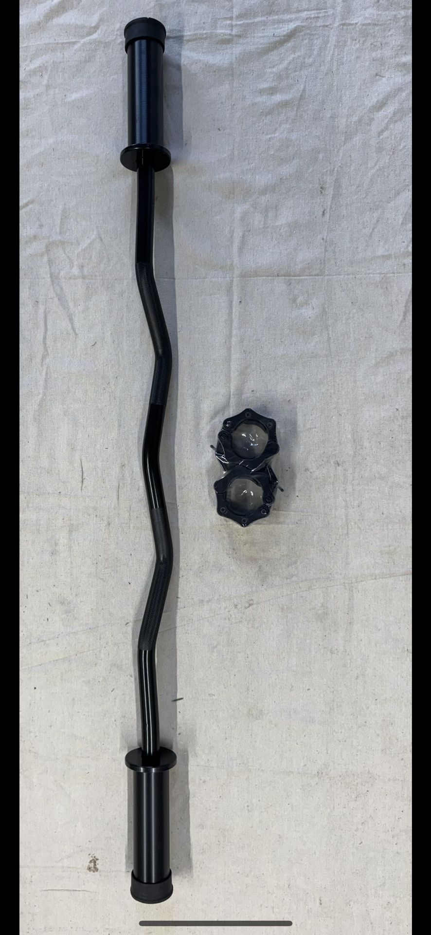 Olympic EZ Curl Barbell Bar, 48-inch Curling Bar, Fits 2-inch Weight Plates, Strength Training Bar for Weightlifting with 2 Spring Collars (350LBS We