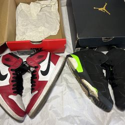 Spider-Man Jordan 1 & Neon Jordan 6 Size 2Y