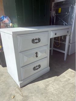 Light grey desk solid wood