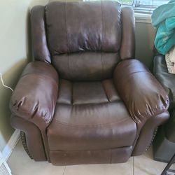 Brown leather recliner