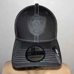 Las Vegas Raiders New Era 39THIRTY Flex Fit Silicone Logo Neo Hat Cap Sz L/XL