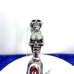 925 Sterling Silver 8.5” Polished Skulls Bracelet 45.30g 189531/5
