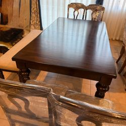 Dinning Table Set（77-96”）with 4 chairs & 1 bench