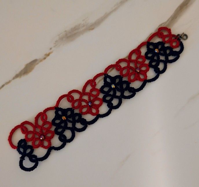 Red-Black lace bracelet, handmade luxury bracelet