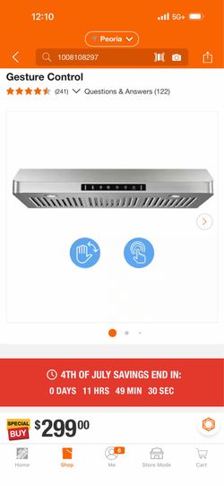 Shop VIKIO 36 in. 900CFM Ducted Under Cabinet Range Hood in Stainless Steel with 3-Way Venting Removable LEDS and Gesture Control