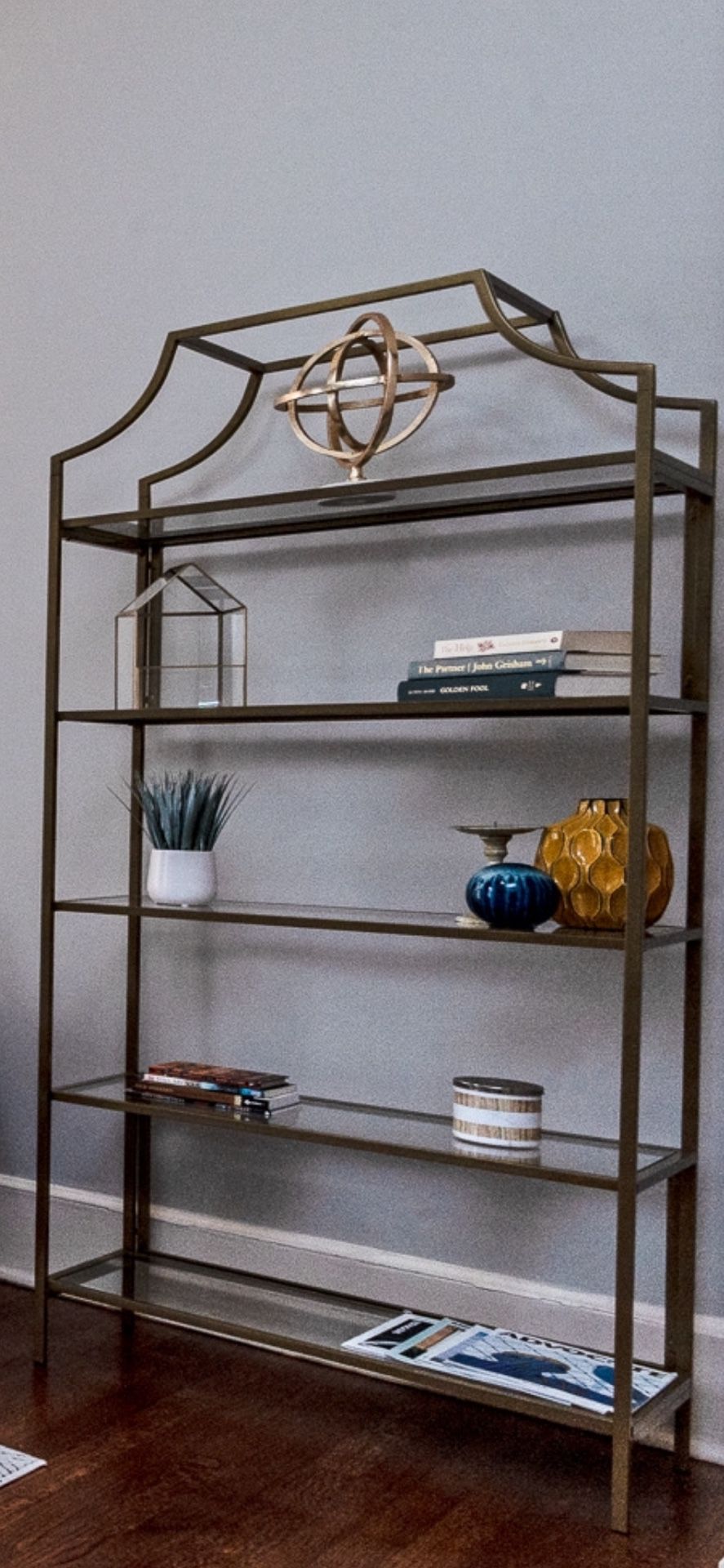 Beautiful Brass Etagere with Glass Shelves