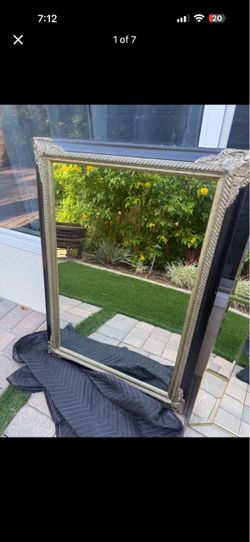 Large Ornate Gold Silver Wall Mirror 32x40 Vintage Style
