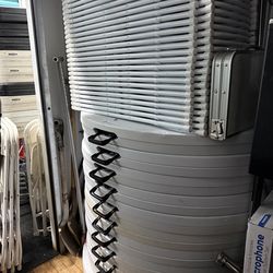 White 48" Round Bi-Folding Table