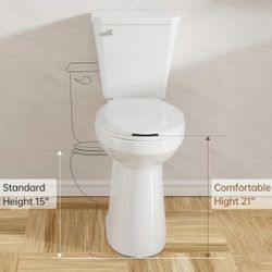 🥨21 Inch High Toilet Elongated Extra Tall Toilets with Comfort Height Toilet Seat & 1.28 GPF Single Flush, Suitable For Seniors & Tall Person