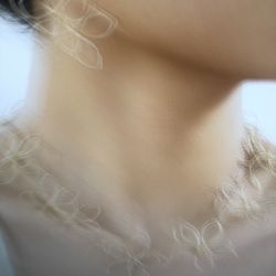 Double-layer hollow flower connection necklace