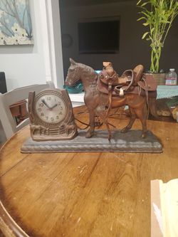 Vintage Bronze Horse Electric Mantel Clock.