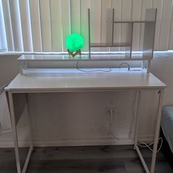 Desk with built in top shelf