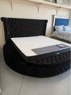 Black OR Grey Tuft Rounded Platform Queen or King Bed 🛏️ SAME DAY DELIVERY 🚚