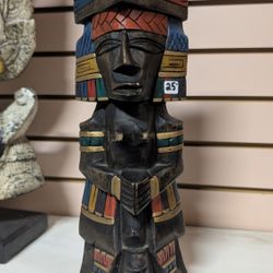 Vintage Hand Carved Wooden Praying Figure Sculpture Tall Asian Style Decor Art
