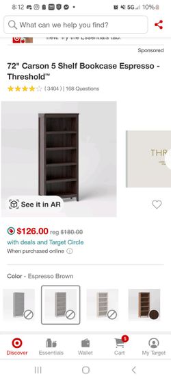Brown 5 Shelf Bookcase Bookshelf