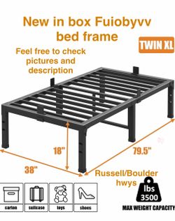 New in box Fuiobyvv Twin XL Bed Frames 18 Inch Heavy Duty, holds 3500 lbs.