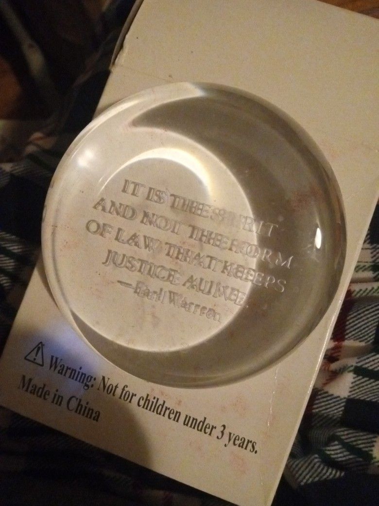 Earl Warren Quote Paperweight