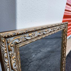 Vintage Mid. Century Gold Gilt Deep Carved Wood Wall Mirror 30x23 Gesso By Century