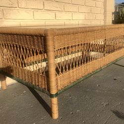 Vintage Resin Wicker With Glass Top Coffee/lounge Table