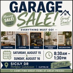 Large Moving sale Sunday 16th Portofino Subdivision Clayton