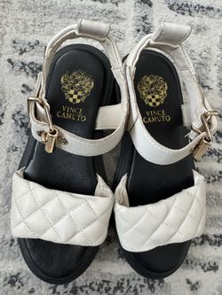 Vince Camuto Quilted Chunky Heel Sandals SZ 37