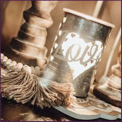 Galvanized Metal Love Wax Holder