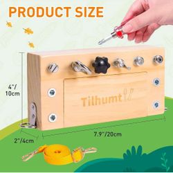 Tilhumt Montessori Screwdriver Board Set - Portable Busy Board Screwdriver Toy Set for 3-5 Toddlers for Travel with Carry Strap & Storage Box, Kids Nu