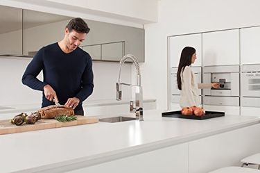 Grohe 31 401 Eurocube Pre-Rinse Kitchen Faucet with 2-Function Toggle Sprayer Chrome Faucet Kitchen Single Handle
