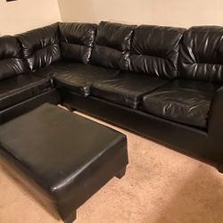 Black Leather Sectional 