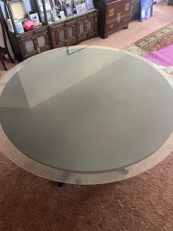 Vintage Wooden Table with Glass Top