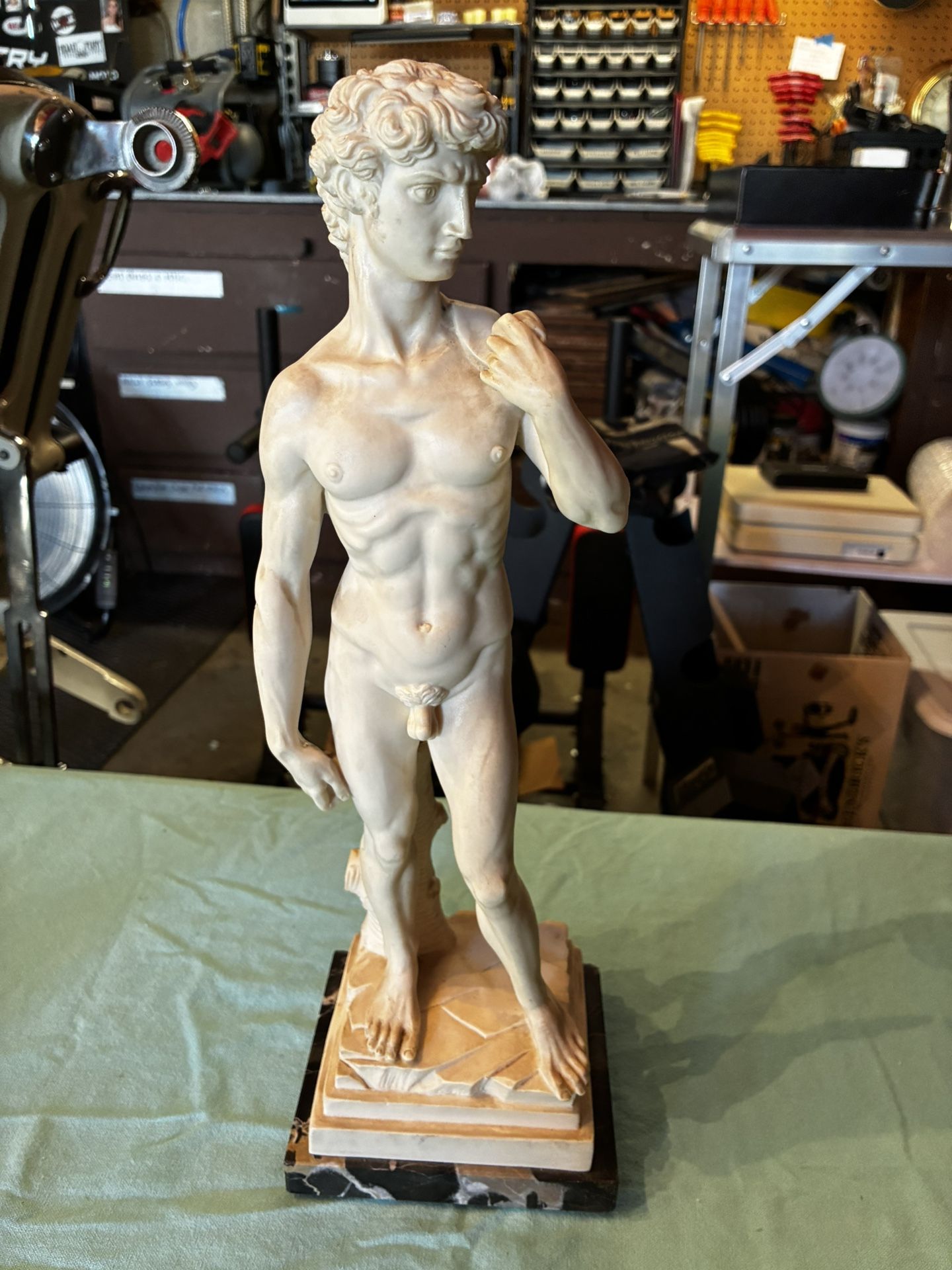Vintage G. Ruggeri Michelangelo's David Sculpture on Black Marble, 16”