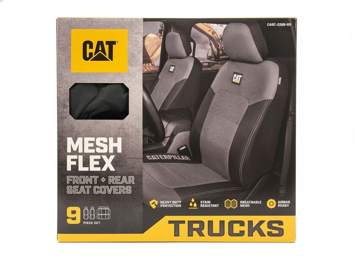 CAT® MeshFlex Truck Seat Covers - Front + Rear 9 Piece Set - Gray
