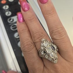 Platinum, ART DECO Diamond Ring 
