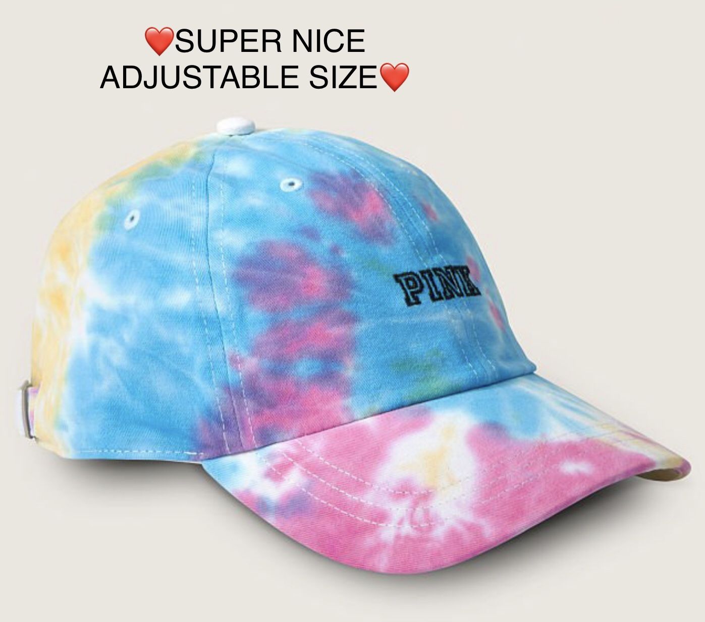 VICTORIAS SECRET PINK BASEBALL HAT TIE DYED BRAND NEW WITH TAGD ADJUSTABLE