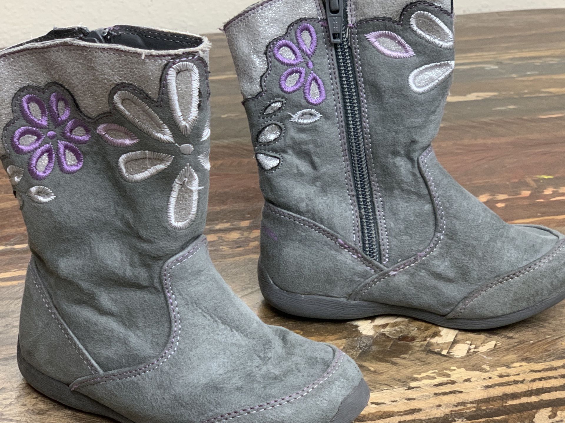 Toddler Girls 7.5 Stride Rite Gray Boots Shoes