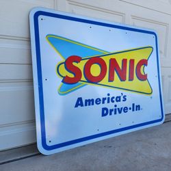Sonic Drive In Old Retired Hwy Road Sign Yard Art Garage