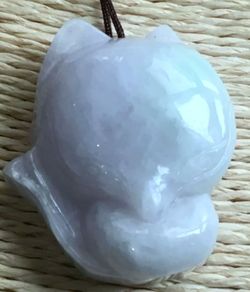 Burmese icy type A jadeite jade pendant lucky big Fox.