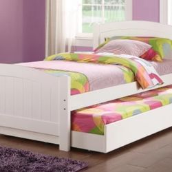Brand New White Twin Bed Frame w Trundle Bed