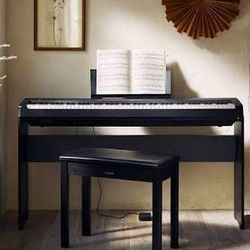 Like New Yamaha P-45 Weighted Key Digital Piano With Built In Stand And Matching Bench