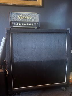 Egnater rebel 20 amp head and pedalboard with 6 pedals for guitar