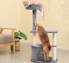 Cat Tree with Toy, Multi-Level Cat Tower Condo for Indoor Cats, Tall Cat Tree with Sisal-Covered Scratching Posts & Condo, Cat Furniture Activity Cent