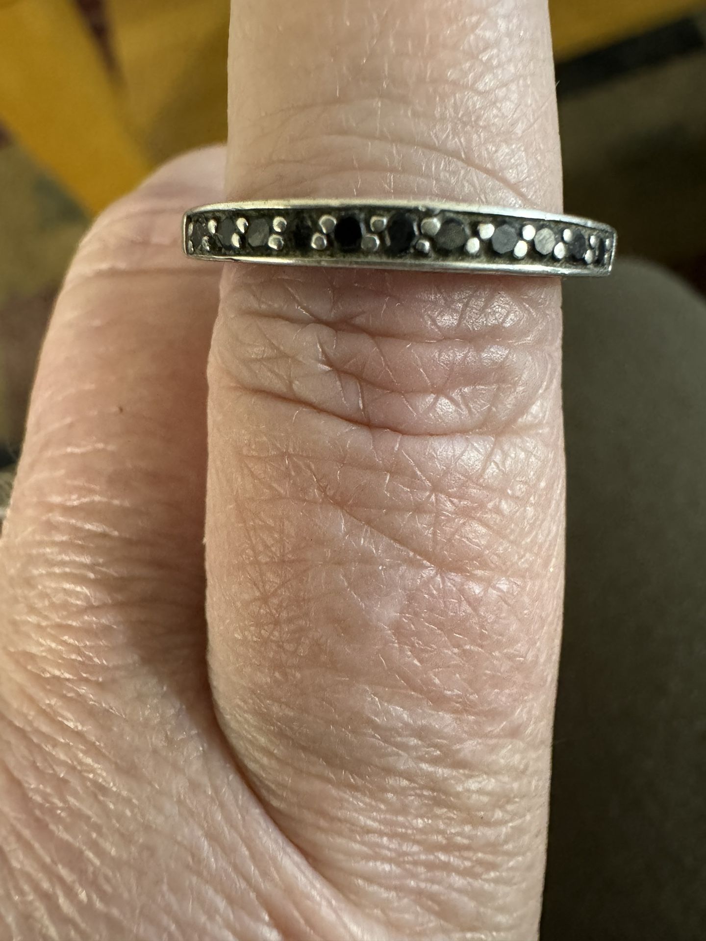 Silver Band With Black Diamonds