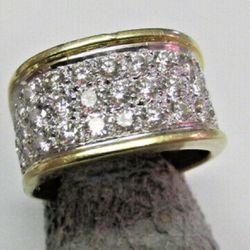 18K Solid Gold; Real Natural Diamond Ring 7.5
