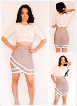 Asymmetrical bandage 2-piece dress $60