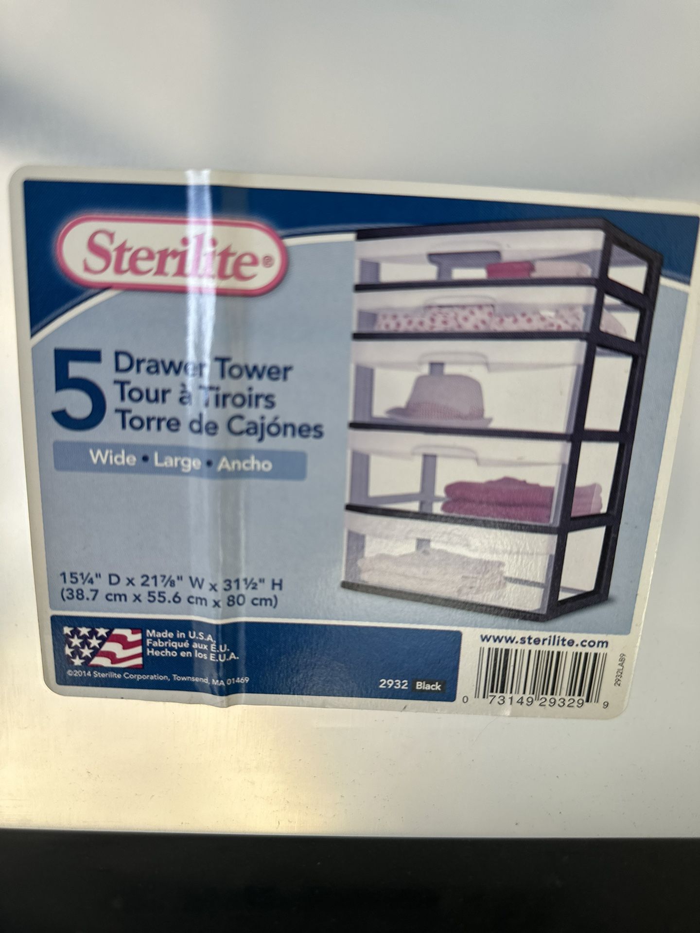 5 Drawer Wide Tower Black