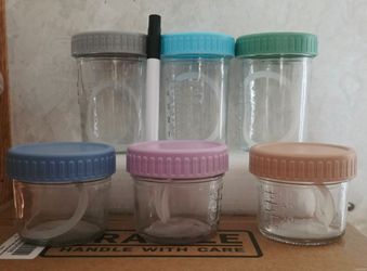 Glass Baby Food Storage Jars with Colored Lids