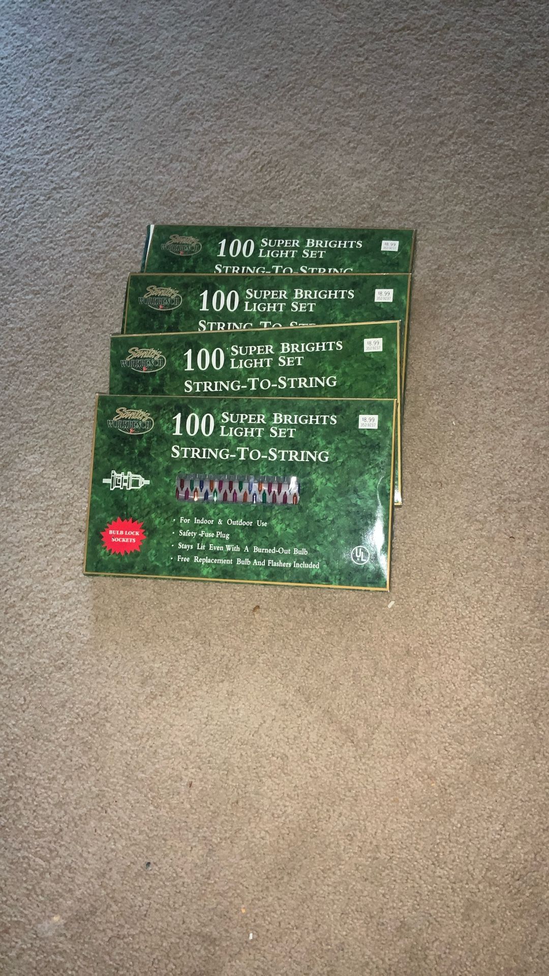 Lot Of Four- 100 Super Bright String To String Multi Colored Lights