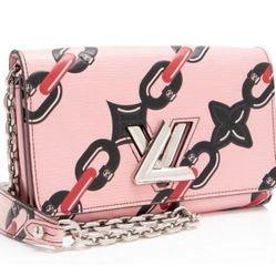 Authentic Louis Vuitton Twist Leather Chain Flower Limited Edition Purse Xbody Bag