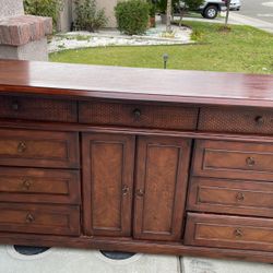Antique Solid Wood Dresser with Mirror 